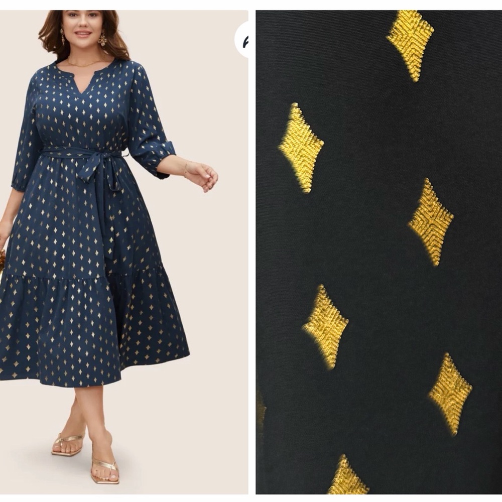BloomChic Navy and Gold L Dress  D004